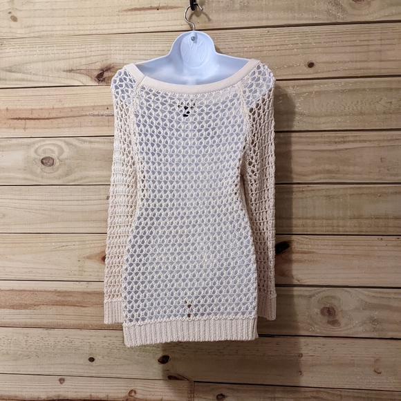 American Eagle Cream Open Crocheted Sweater Women's Size M NEW - Picture 2 of 2